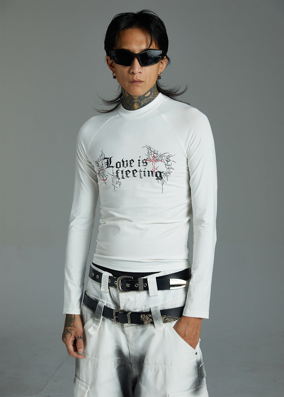 Gothic Graphic Long Sleeve Tee With Lettering