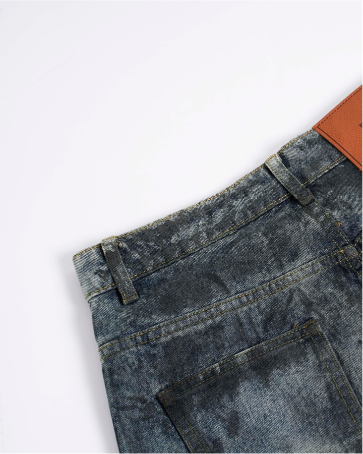 Distressed Workwear Denim Capri Pants