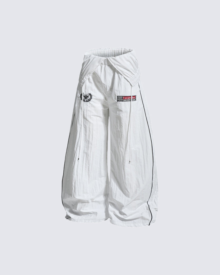 Sporty Deconstructed Elastic-Waist Casual Pants