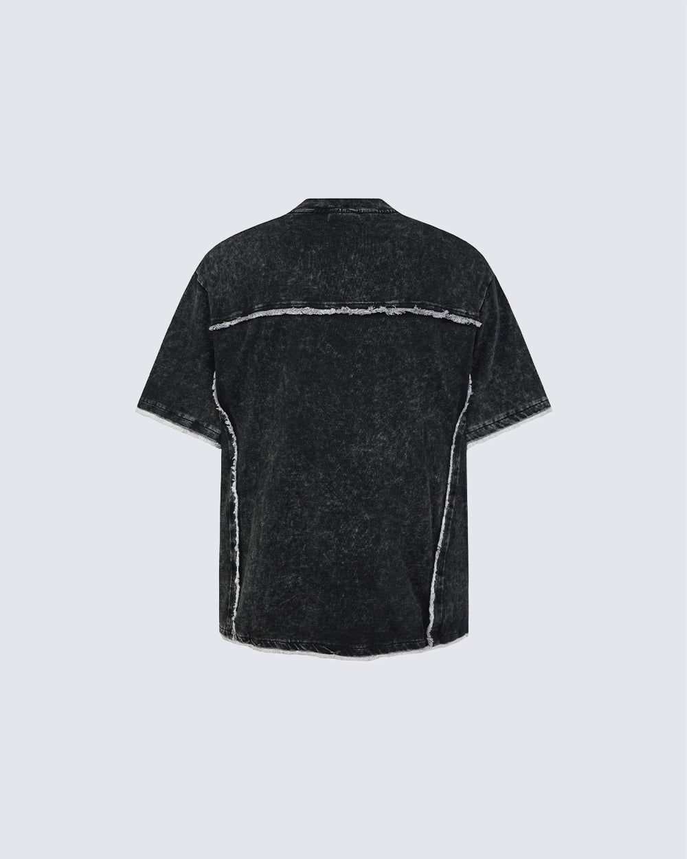 New Dark Grunge Washed Raw Edge Panel Tee