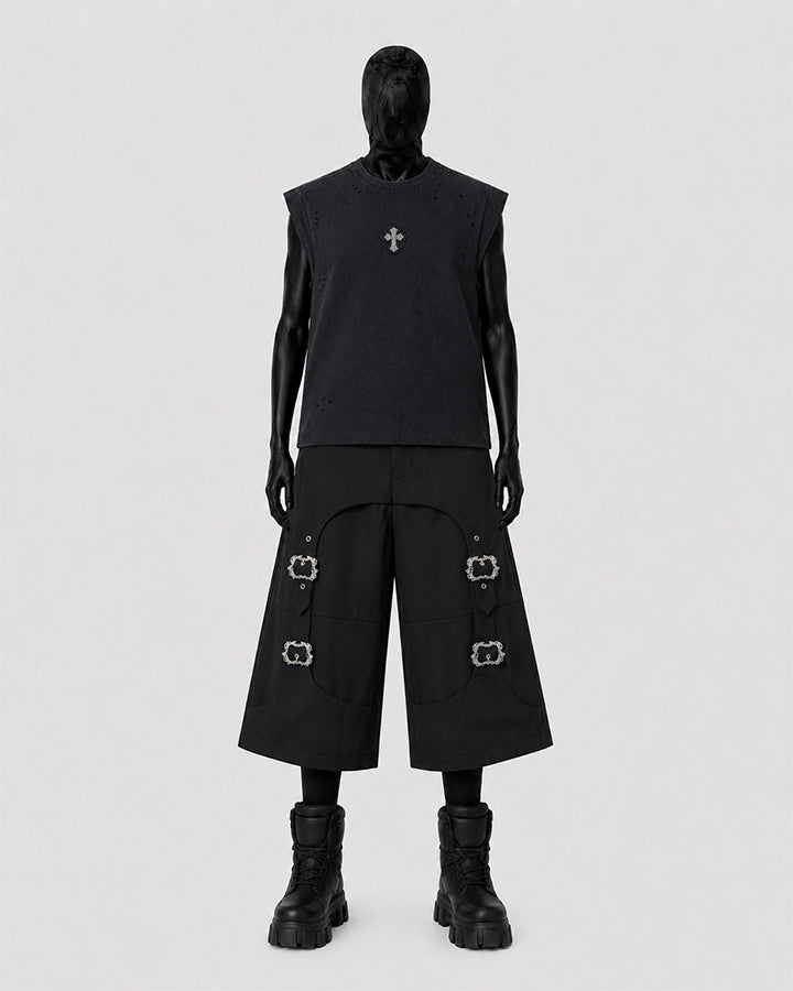 Dark Gothic Cross Sleeveless Streetwear Vest