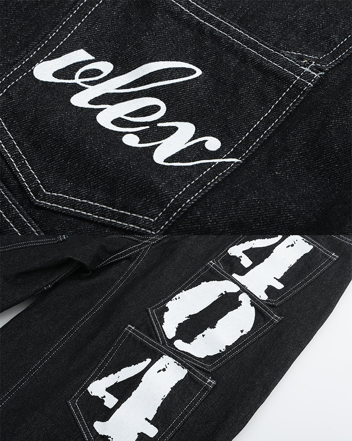 American Multi Pocket Wide Leg Denim Pants