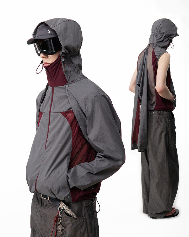 Detachable Vest Mesh Breathable Hooded Sun Protection Jacket