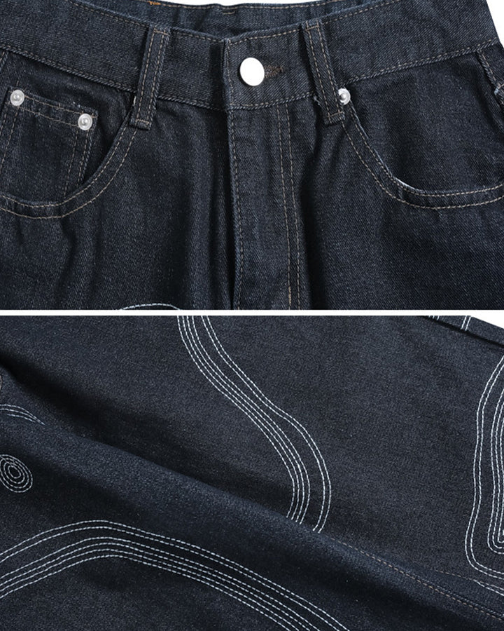 American High Street Contrast Stitch Flared Jeans