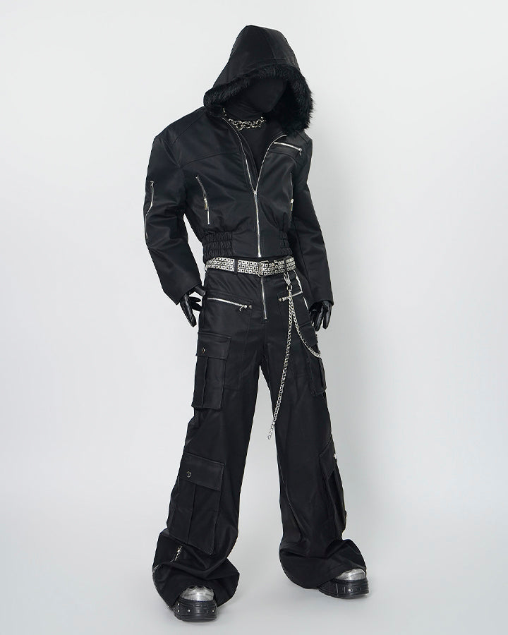 Dark Niche Multi-Pocket PU Cargo Pants