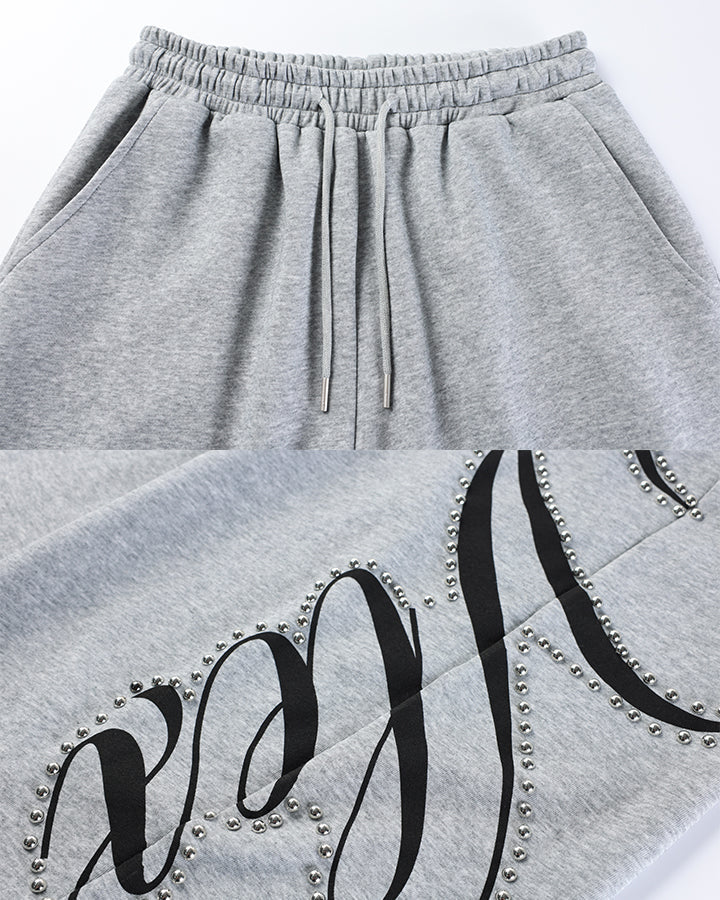 New Studded Graffiti Letter Wide Leg Sweatpants
