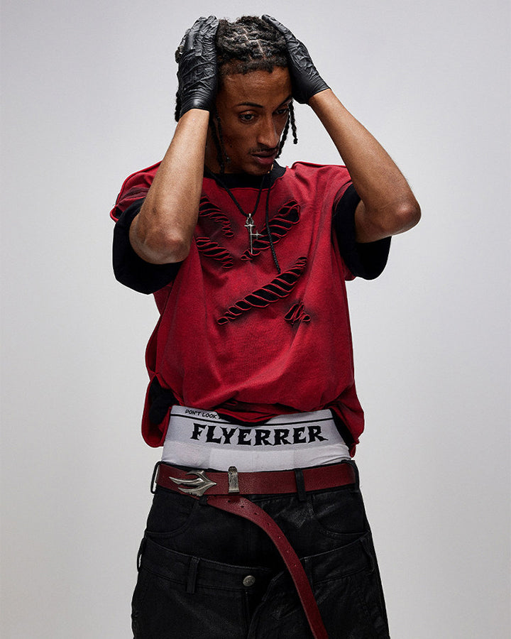 Spray Paint Distressed Layered Streetwear T-Shirt