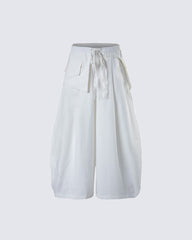 Detachable Back-Flap Wide-Leg Cargo Pants