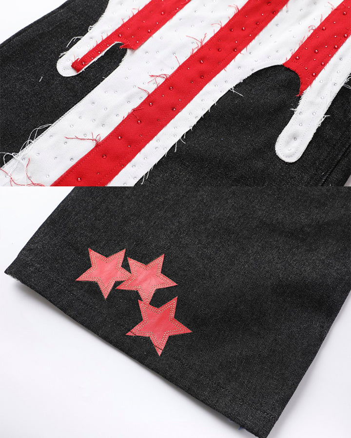 New Print Star Patch Wide-Leg Pants