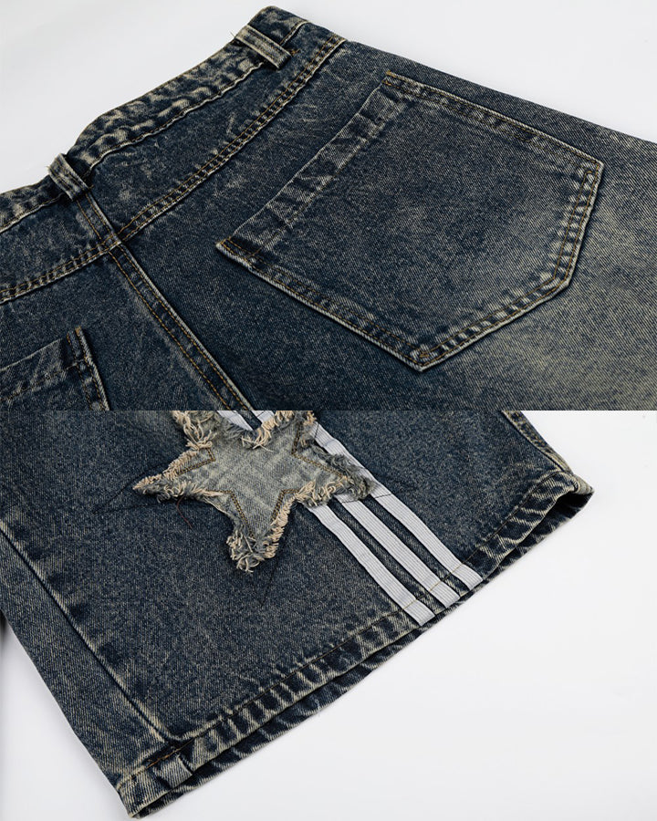 American Retro Star Patch Denim Shorts