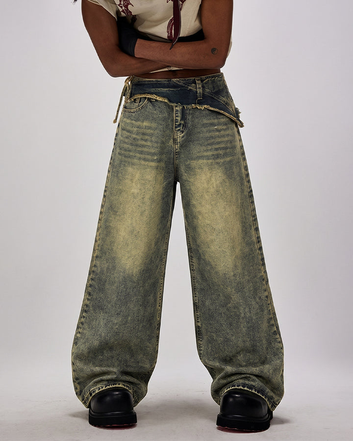 Vintage Deconstructed Patchwork Denim Pants