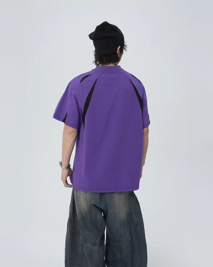 New Streetwear Color-Block Short Sleeve Tee