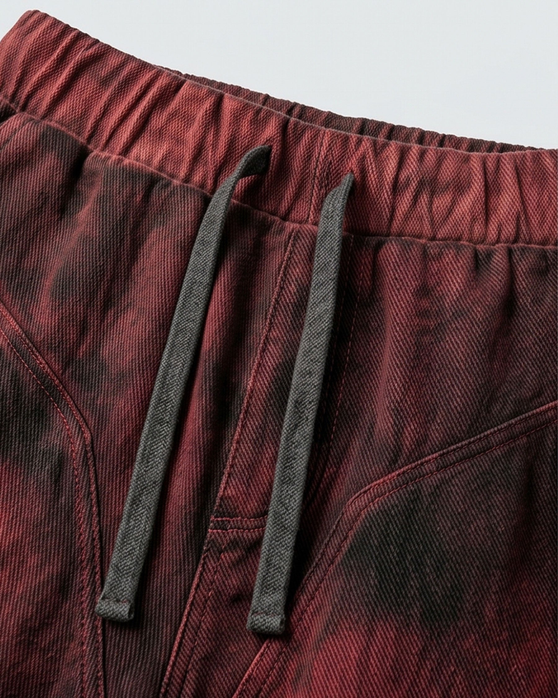 KIIKIO -New Washed Distressed Panel Drawstring Shorts