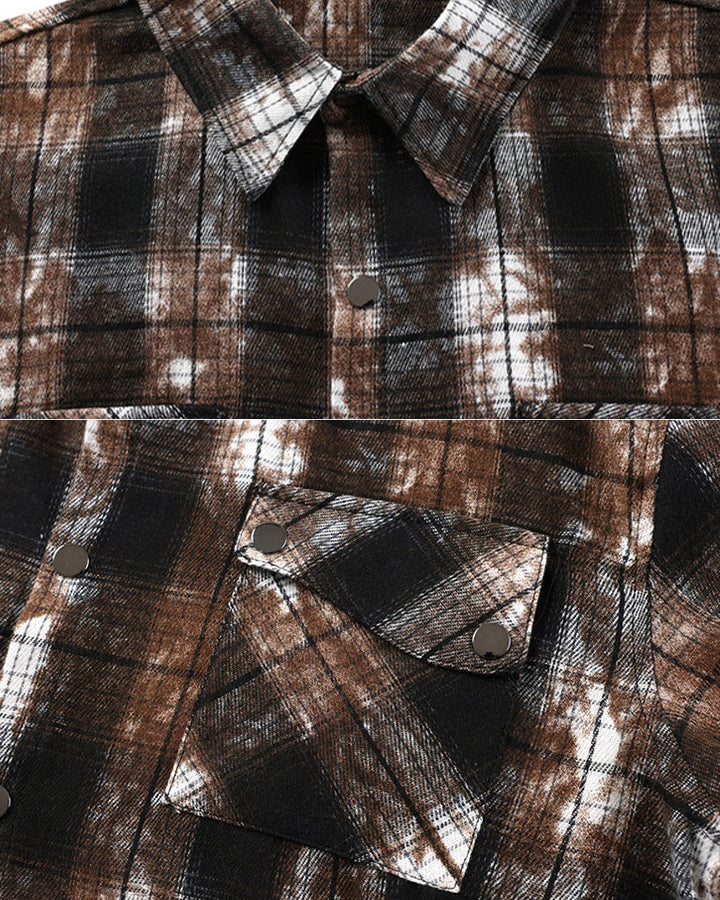 American Vintage Tie-Dye Plaid Shirt T