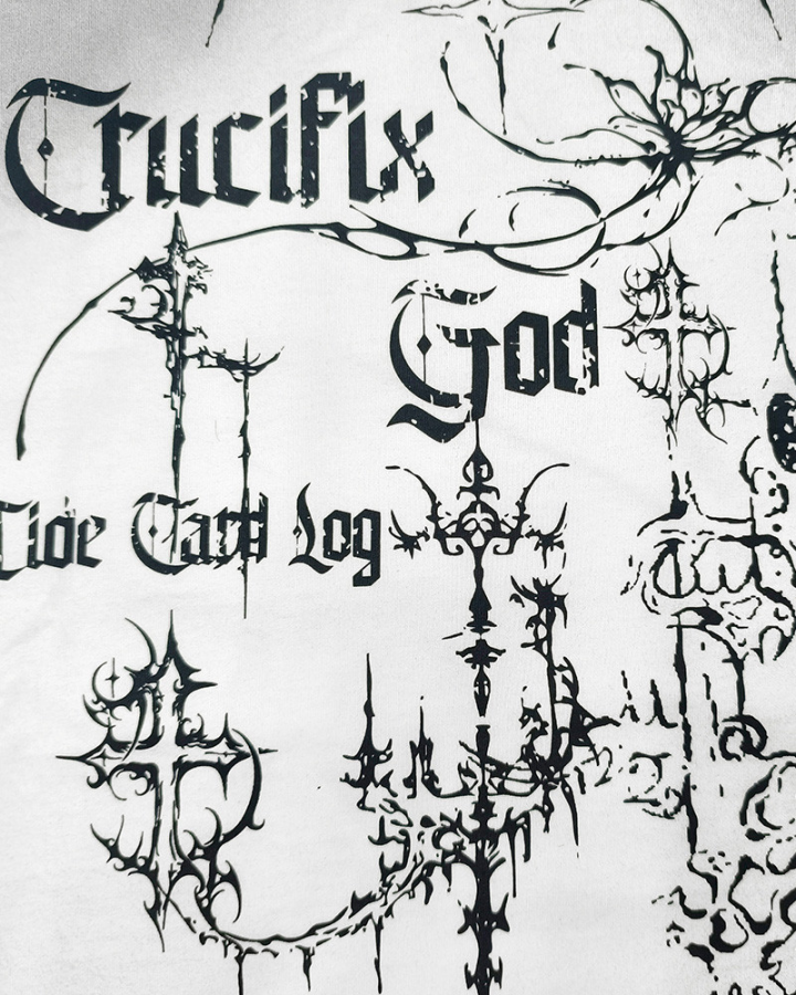 Gradient Gothic Cross Graphic Oversized T-shirt