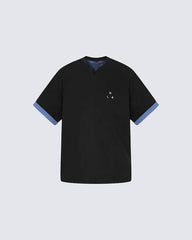 Minimal Contrast Trim V Neck Casual Short Sleeve