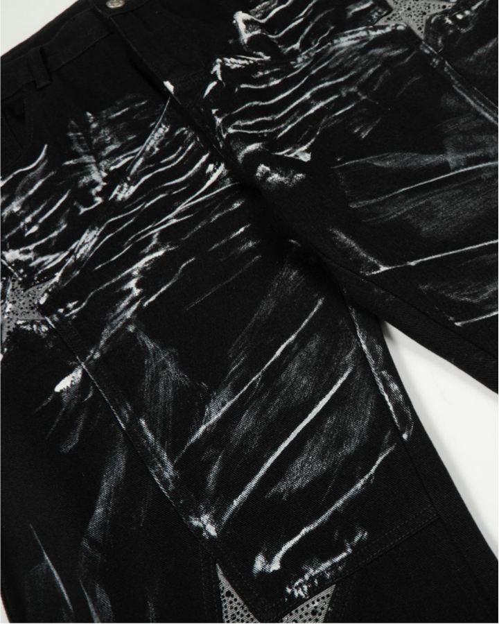 Gothic Streetwear Painted Star Wide Pants