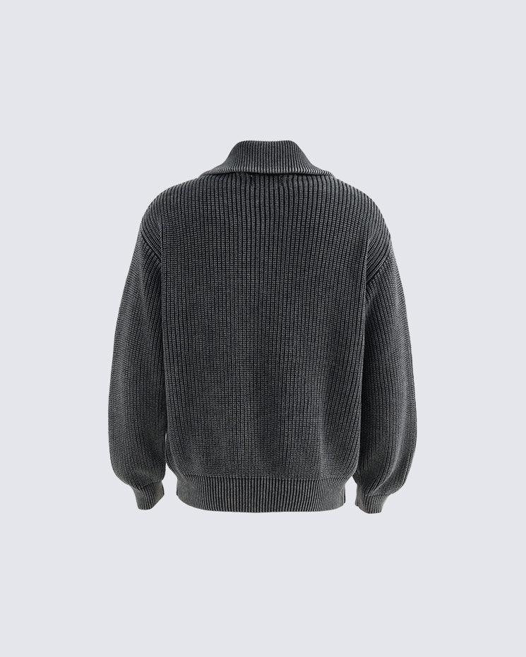 New Simple Solid Color Pocket Knit Sweater