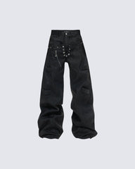 Double Waist Sagging Heavy Denim Pants