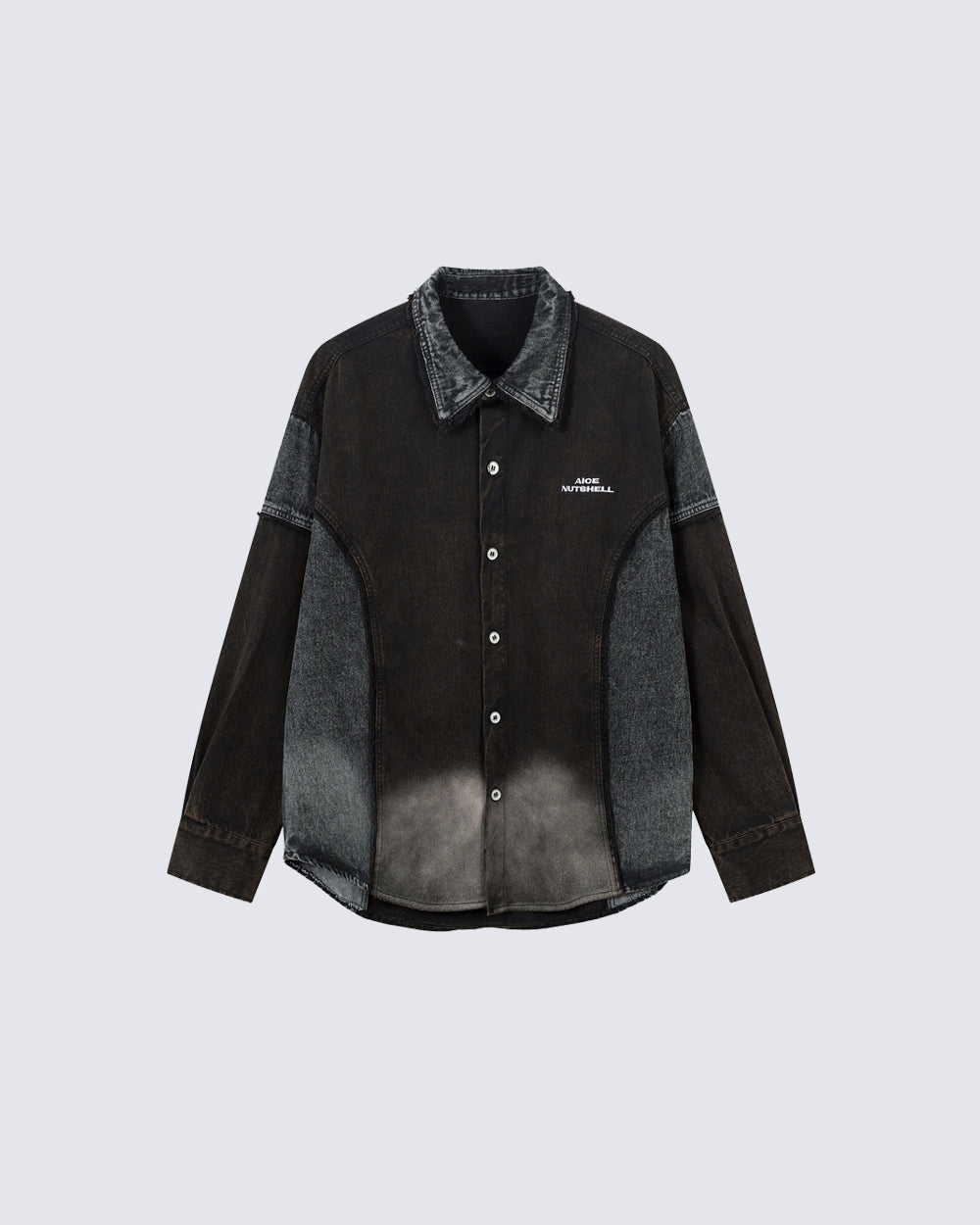 American-Style Gradient Color-Blocked Denim Top