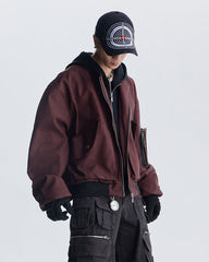 Black Layered Hooded Couple Jacket