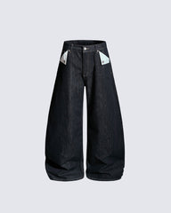 Wide Leg Denim Cargo Casual Pants