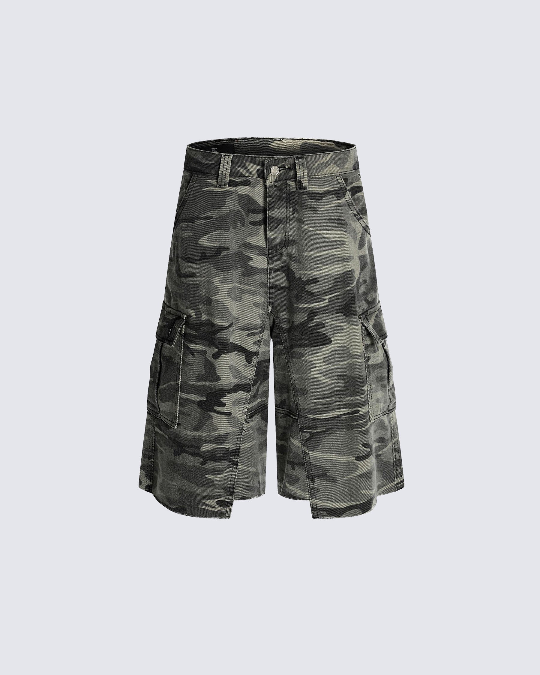 Camouflage Distressed Cargo Shorts