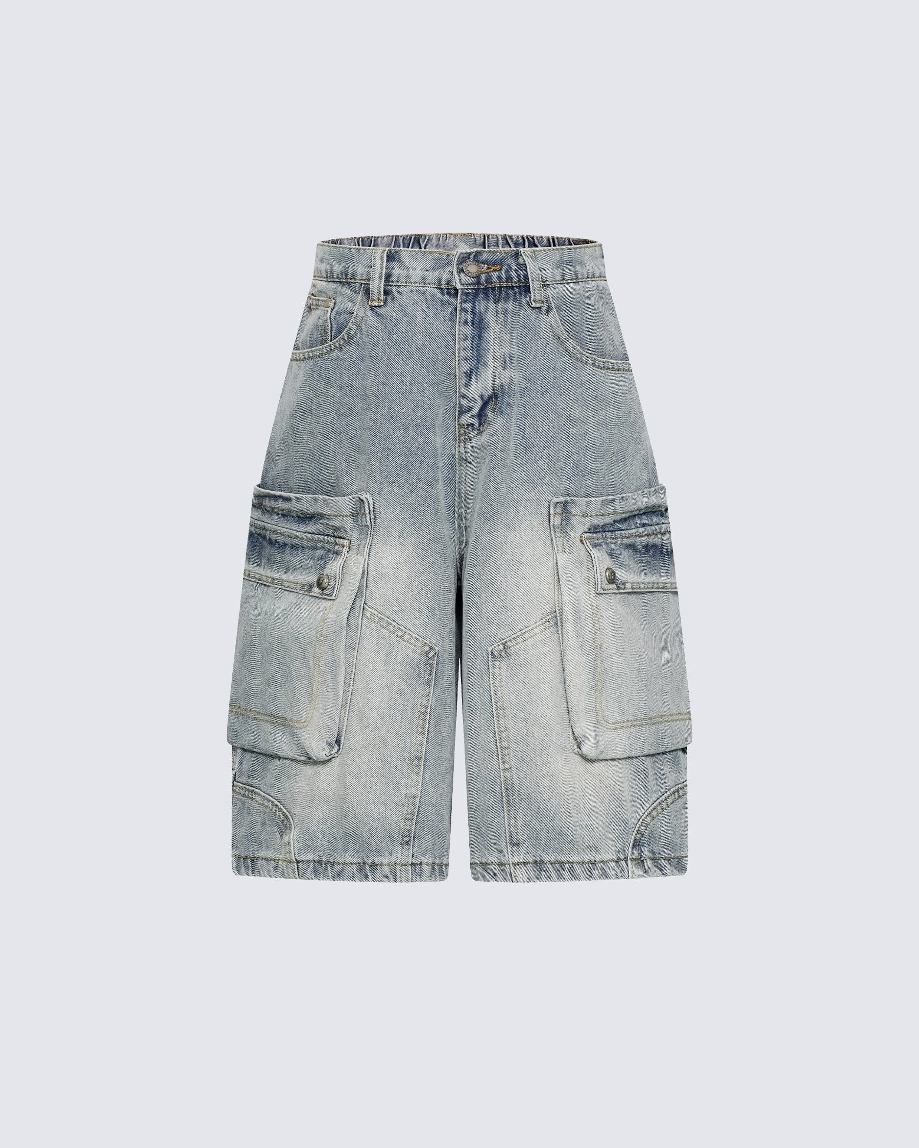Vintage Washed Distressed Pocket Capri Pants