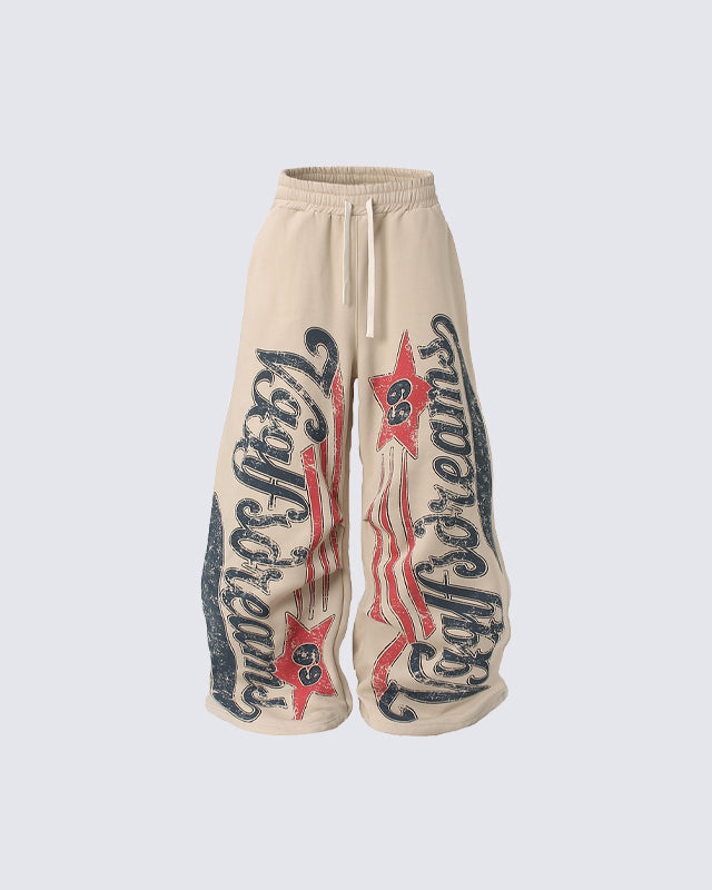 New Winter American Street Style Fleece Sweatpants