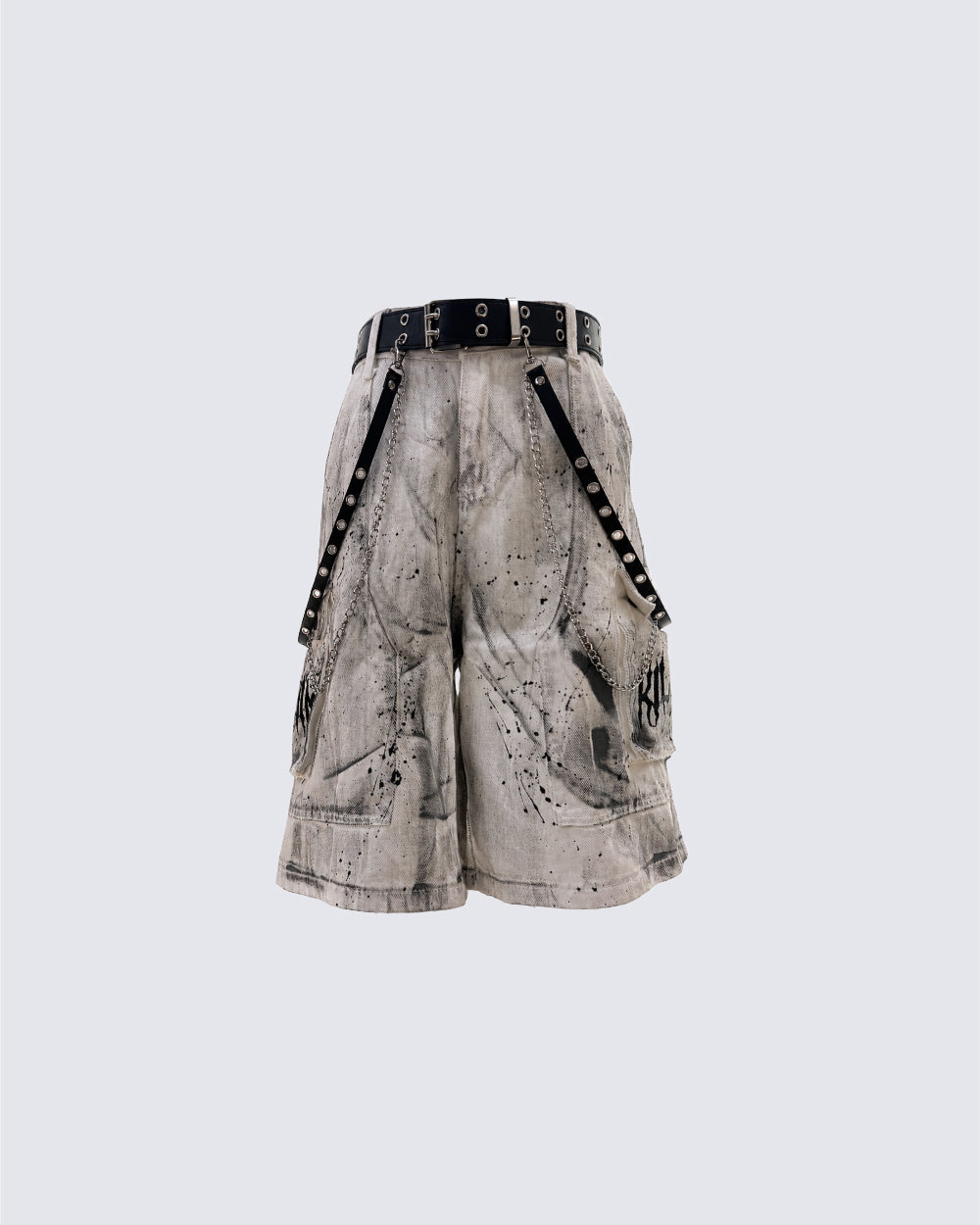 New Gothic Grunge Paint Splatter Utility Knee-Length Shorts