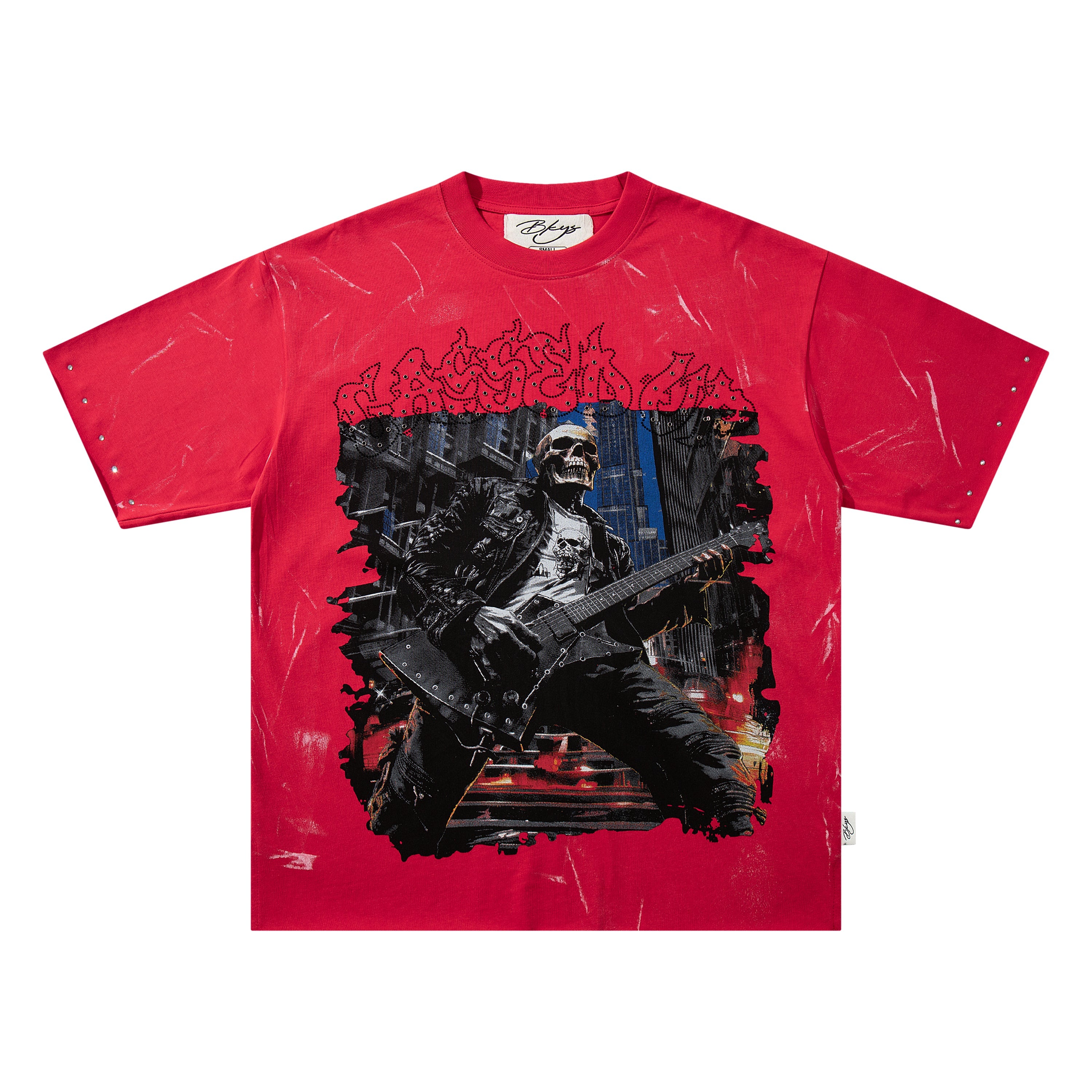 BKYS Skeleton Guitar Rocker Oversized Graphic T‑Shirt