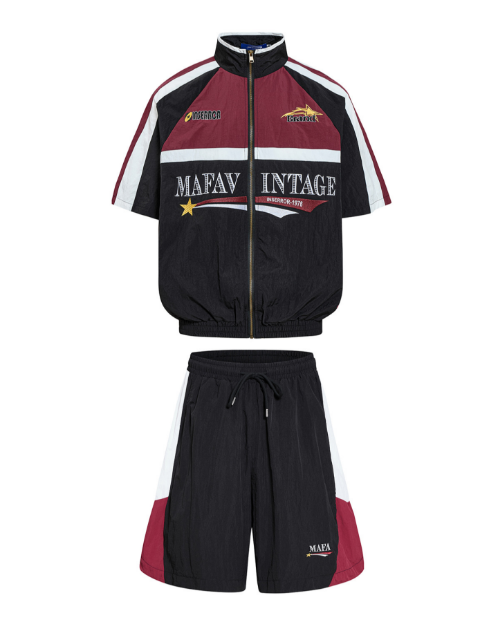 American Retro Embroidered Color-Blocked Deconstructed Flight Jacket