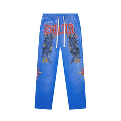 DUAA Panther Flame Vintage Washed Straight‑Leg Sweatpants