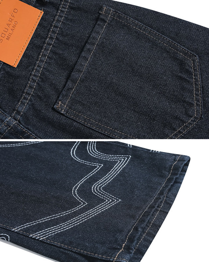 American High Street Contrast Stitch Flared Jeans