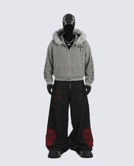 Red Dragon Embroidered Denim Pants