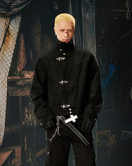 Stand Collar Buckle Embroidered Jacket