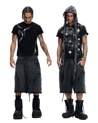 Deconstructed Washed Cropped Football Pants New
