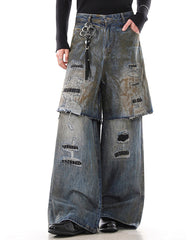 Vintage Split-Cut Denim Jeans