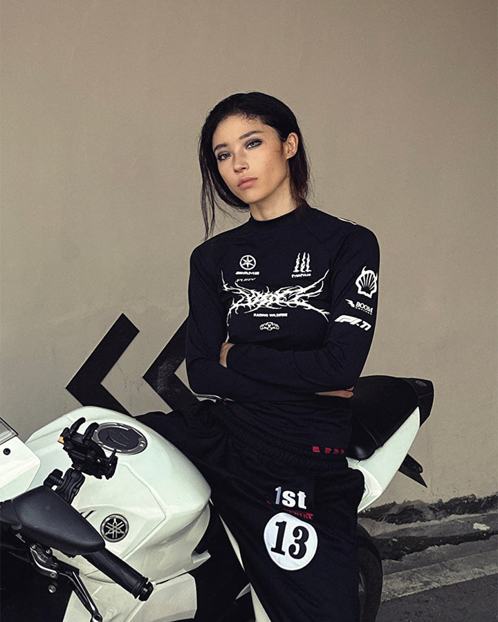 Sport Graphic Mock Neck Long Sleeve Tee