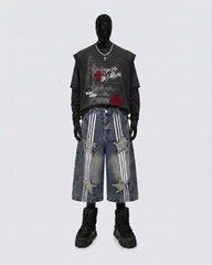 American Retro Star Patch Denim Shorts