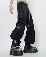 Dark Niche Multi-Pocket PU Cargo Pants