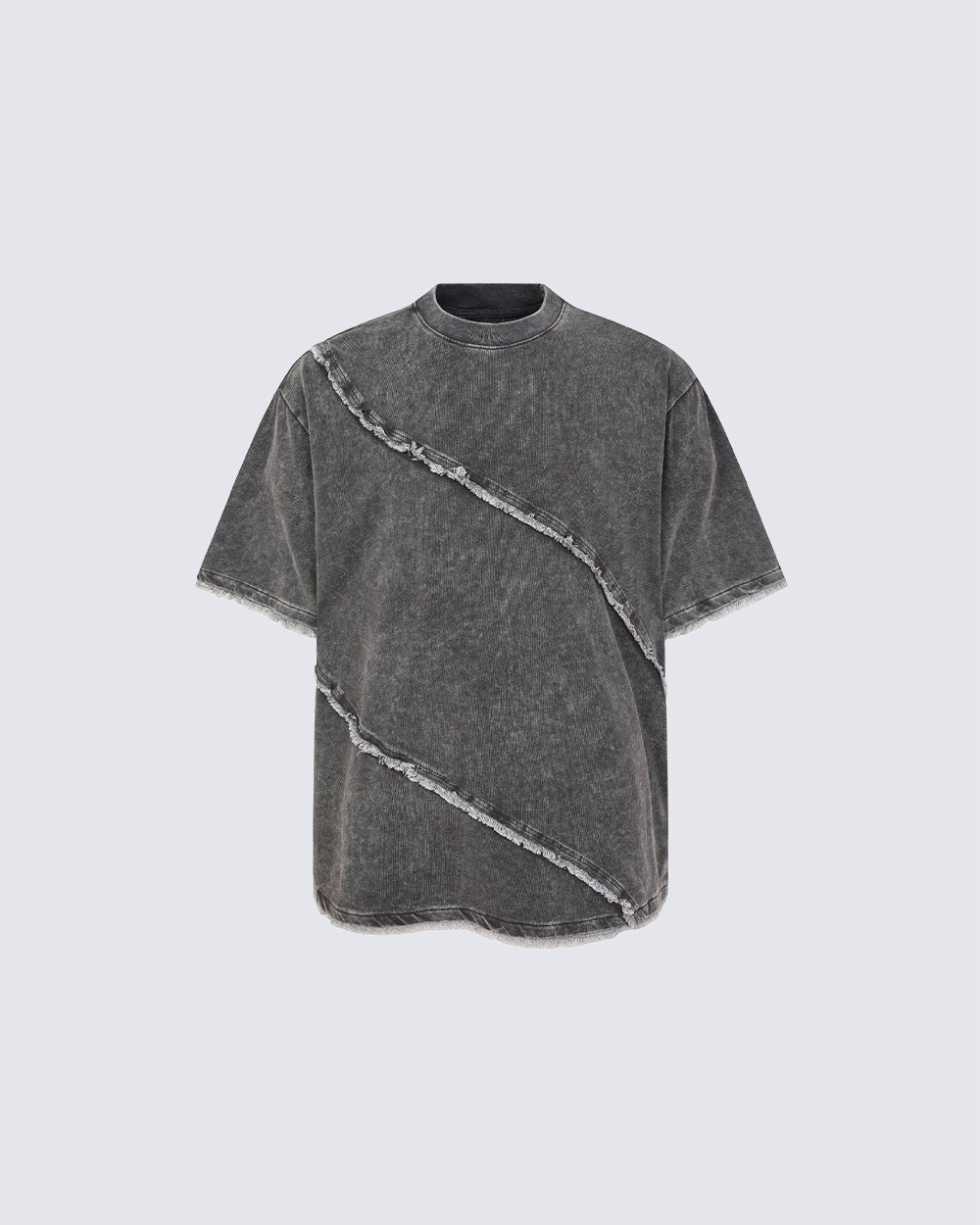 New Dark Grunge Washed Raw Edge Panel Tee