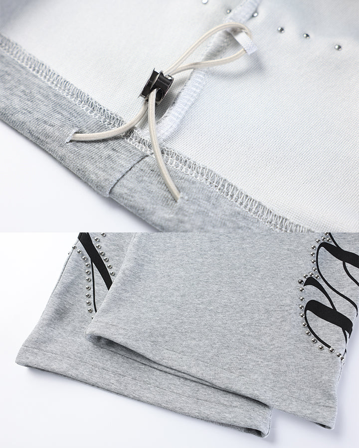 New Studded Graffiti Letter Wide Leg Sweatpants