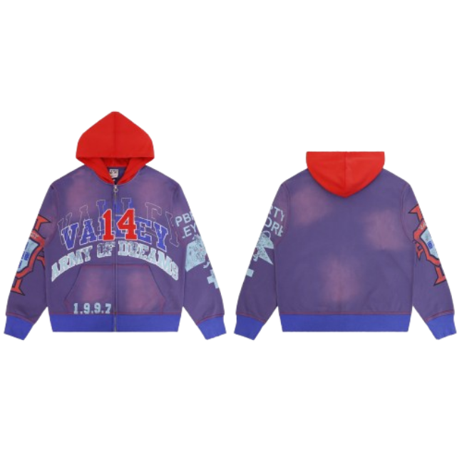Vale Forever Valley 14 Army Of Dreams Contrast Zip-Up Hoodie Purple