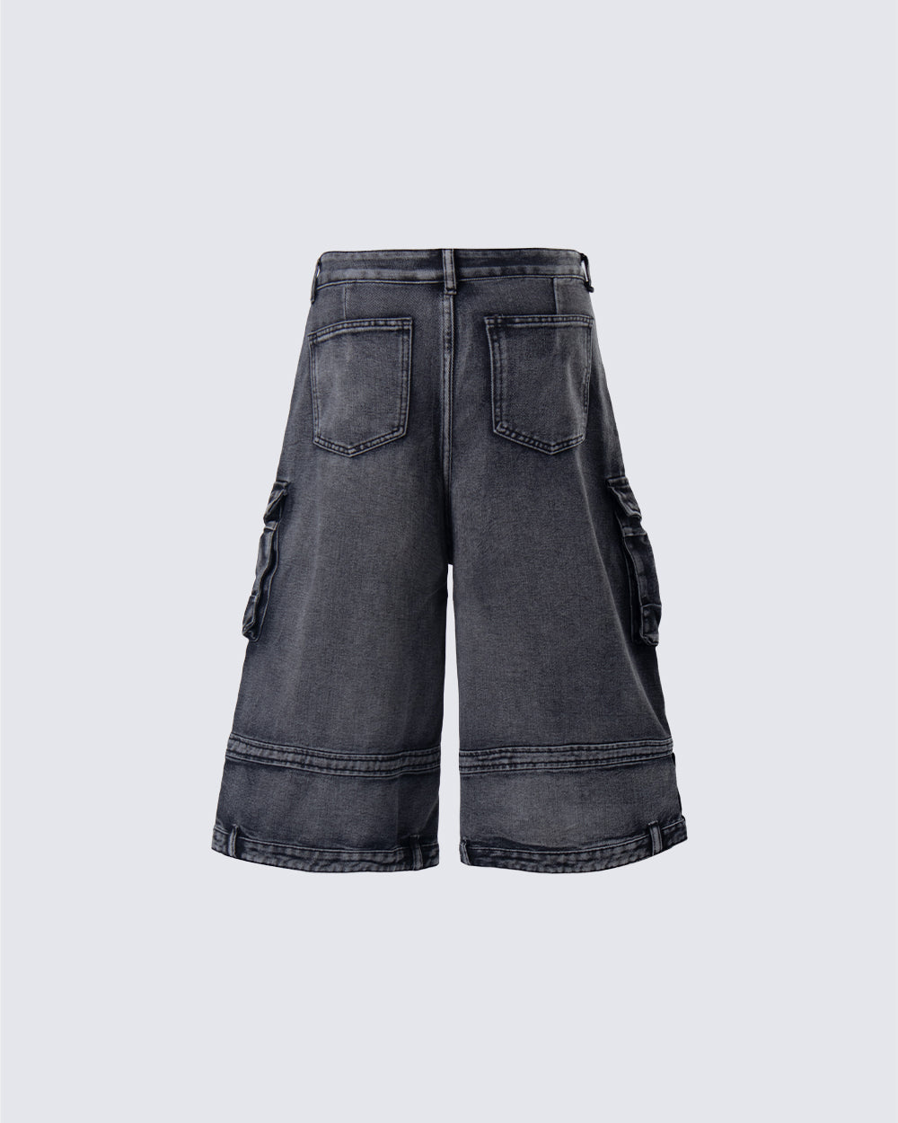 American Inverted Design Washed Cargo Denim Shorts