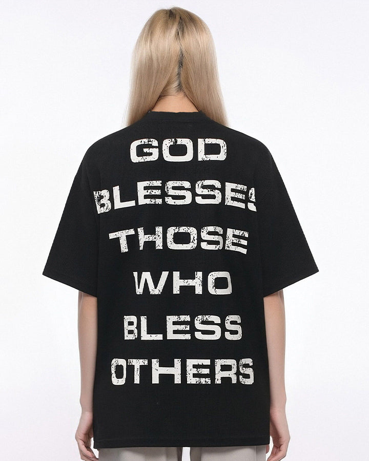New Gothic Cross Graphic  Black Streetwear T-Shirt