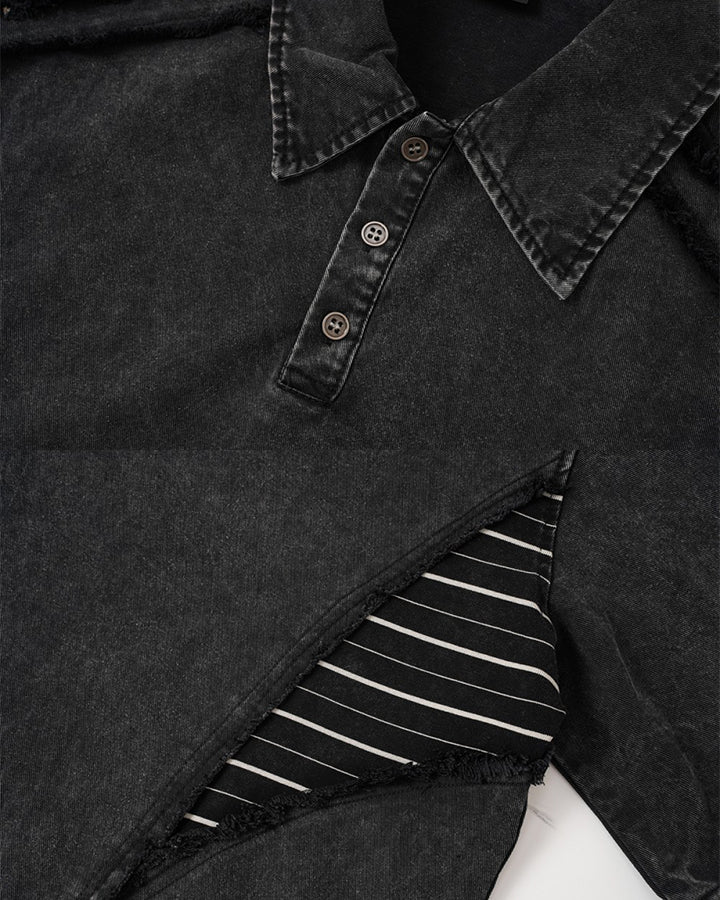High-Street Deconstructed Washed Polo Shirt