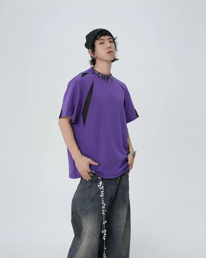 New Streetwear Color-Block Short Sleeve Tee