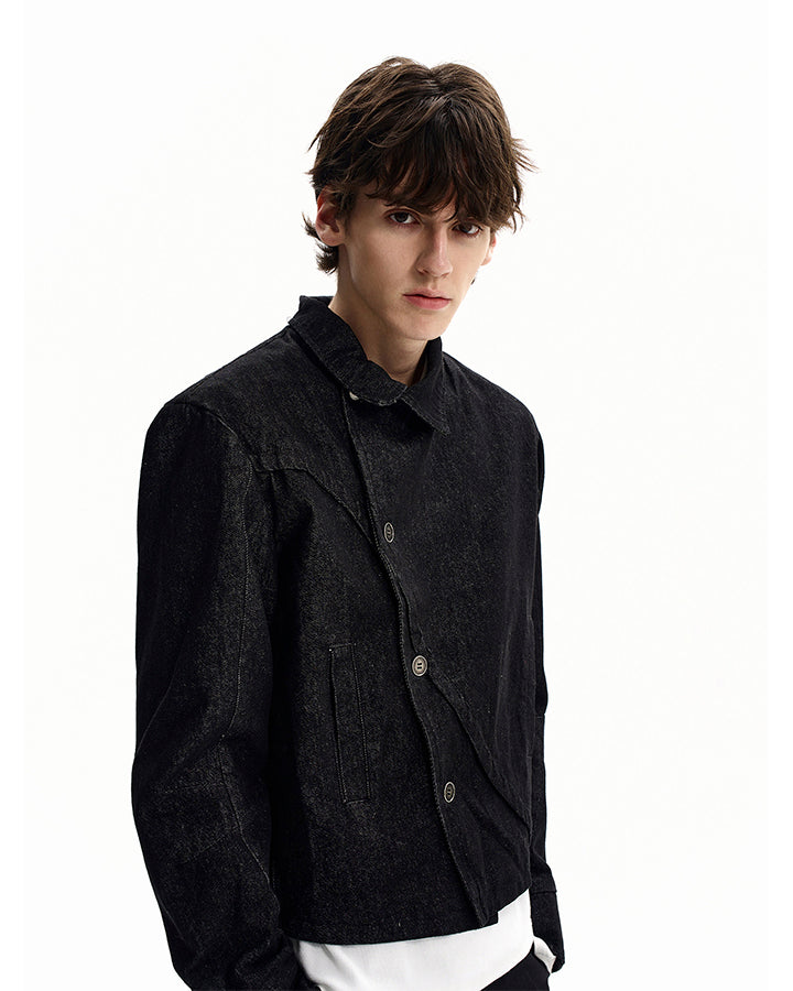 Cool Rugged Dual-Wear Raw Denim Jacket