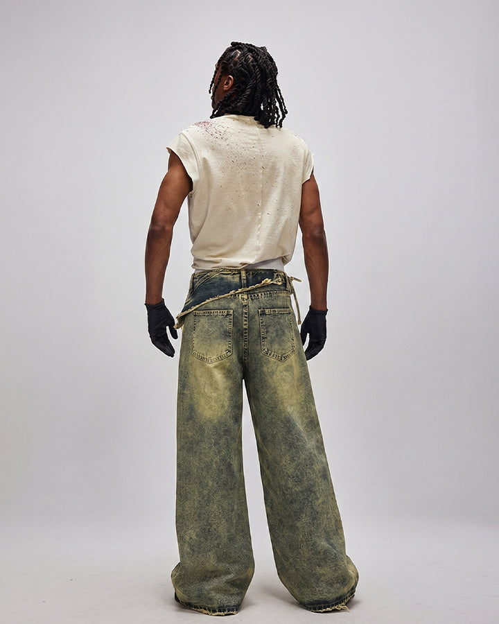 Vintage Deconstructed Patchwork Denim Pants